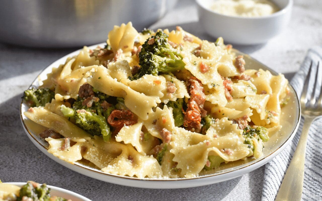 One Pot Bow Tie Pasta.
